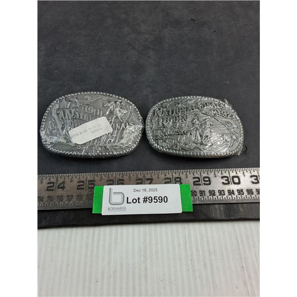 (2) Metal "1991 & 1992 Hesston Rodeo" Belt Buckles