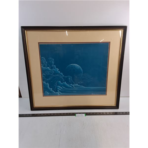 Wood Framed Indigenous Themed Wall Art by Solomon Colomb - 28" x 25" - Pickup Preferred