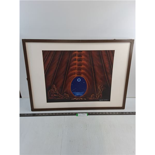 Wood Framed Indigenous Themed Wall Art by Solomon Colomb - 29" x 21" - Pickup Preferred