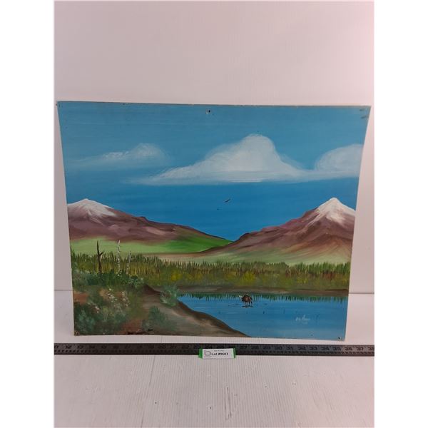 Canvas "Moose In Lake" Wall Art by Billy Brass - 20" x 24"