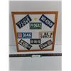Image 1 : Wood Framed Collection of Miniature International License Plates - 13.5" x 13.5"