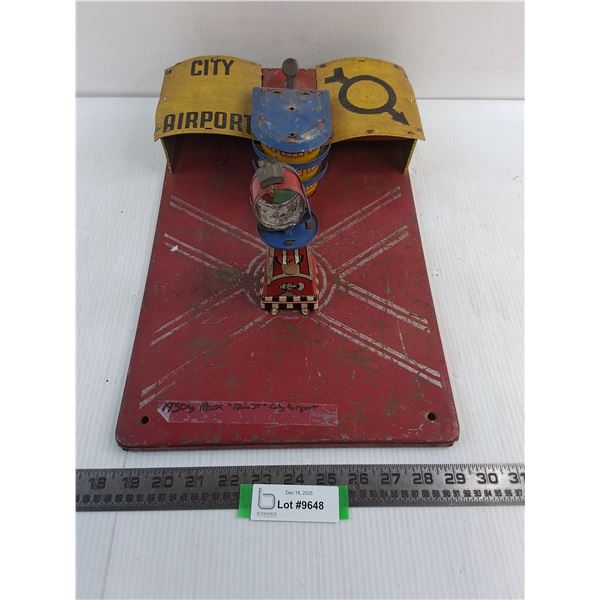 Marx Folded Metal Toy Main Street City Airport from 1930's - 11" x 17"