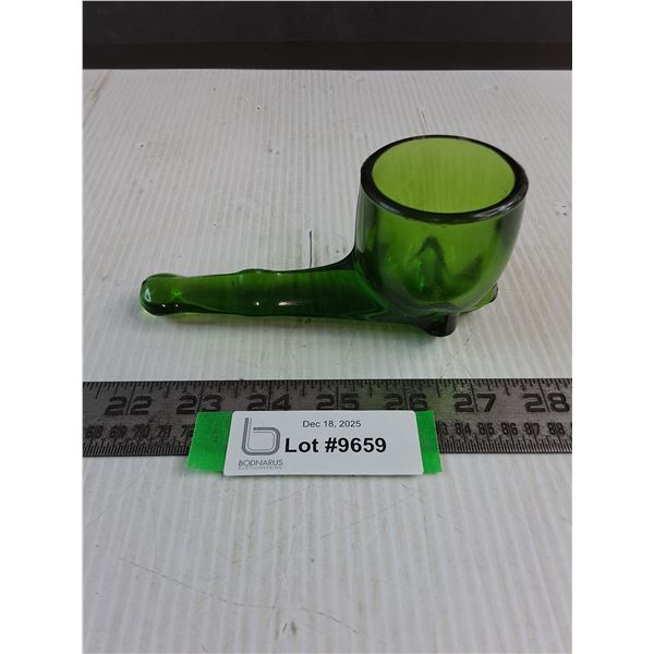 Vintage Green Glass Pipe Ornament