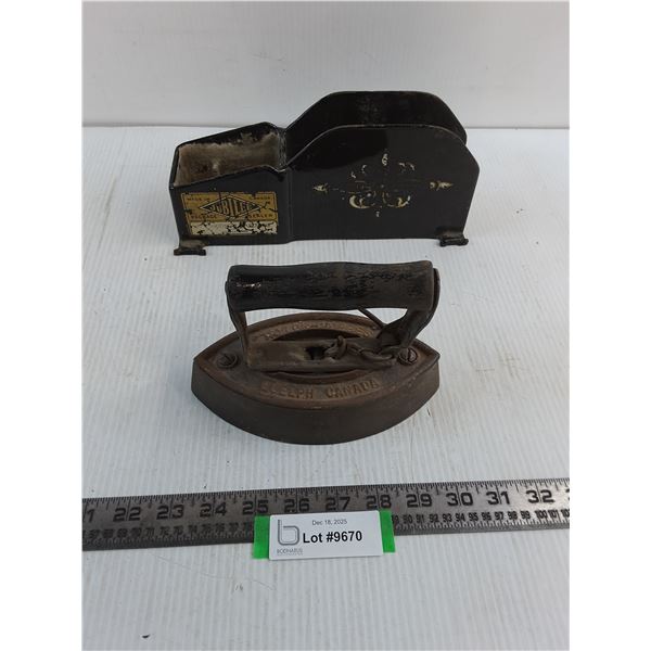Vintage Jubilee Tape Dispenser, Taylor-Forbes Sad Iron (Loose Handle)