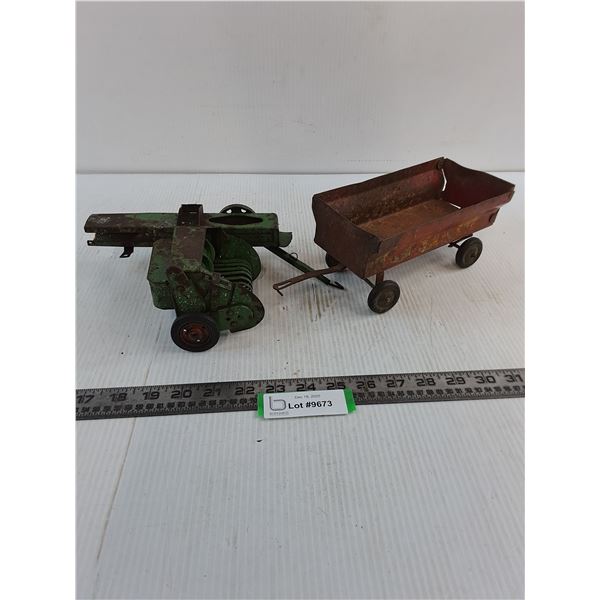 (2) Vintage Folded Metal Replica Farm Implements