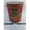 Image 1 : Burn's Shamrock Lard Tin w/Lid from 1940's - 14" High x 12.5" Diameter