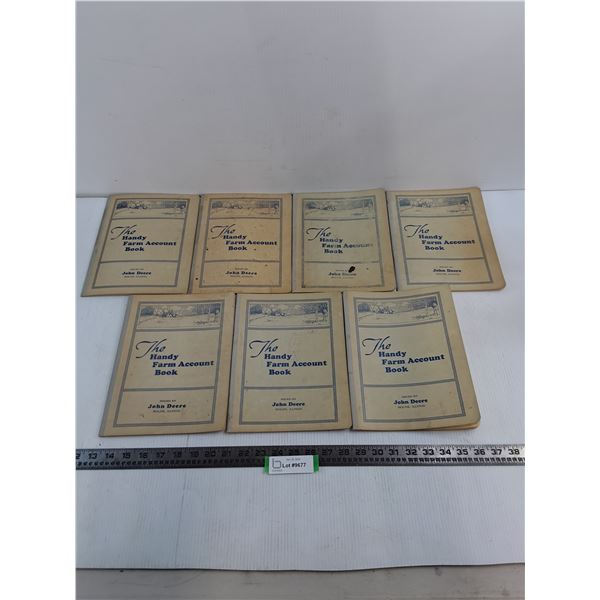 (7) Vintage Used John Deere "Handy Farm Account Books" from 1937-41
