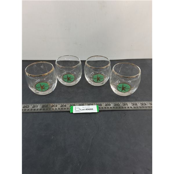 Set of 4 "World's Largest Furniture Maker" Stemless Gold Rim Glasses