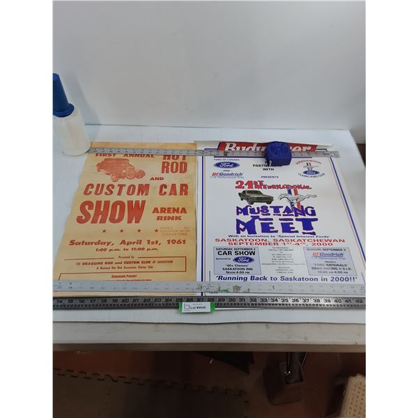 (3) Car Show Related Posters - Double of Mustang Meet  - Largest 24" x 18"