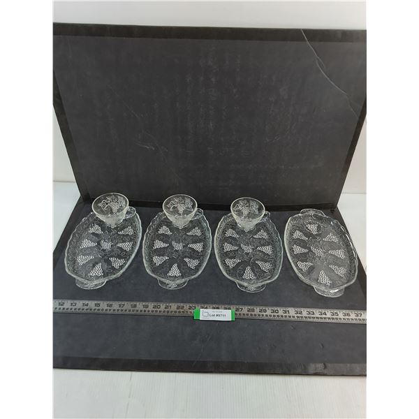 Vintage Anchor Hocking Glass 8-Piece Serva-Snack Set (Missing 1 Cup)