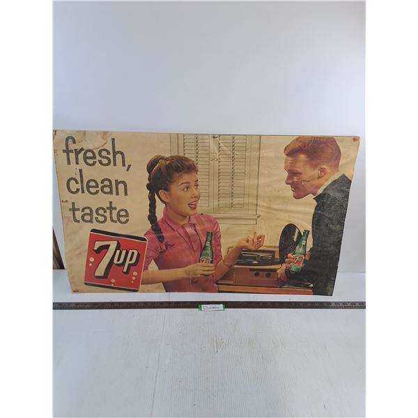 Vintage &-UP Advertisement Board - 33.5" x 20.5" - Some Damage - Pickup Only