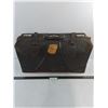 Image 1 : Vintage Leather Suitcase - 24x8x14"