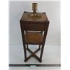 Image 1 : # Antique Oak & Brass 'Arts & Crafts' Smoking Stand - 27.5" High Including Cup - Pickup Only