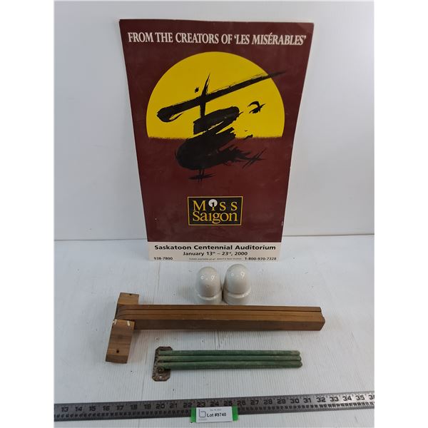 Miss Saigon Promotional Wall Poster - 14" x 22.5", Vintage Wooden Towel Hangers, CPR Insulators