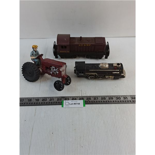 Vintage Toy Vehicles (1:8 Scale & G Scale Train Engines, Die-Cast Tractor - As is)