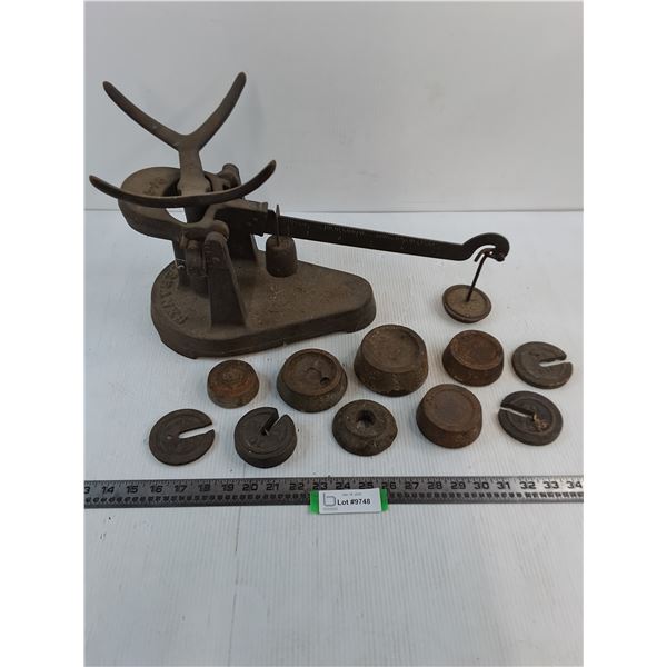 Antique Cast Iron Fairbanks Weigh Scale w/Weights - Pickup Only