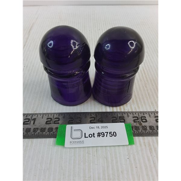 Vintage Pair of Purple Glass Insulators