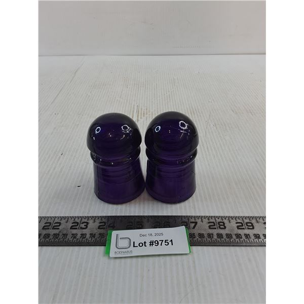 Vintage Pair of Purple Glass Insulators