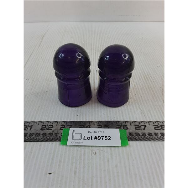 Vintage Pair of Purple Glass Insulators
