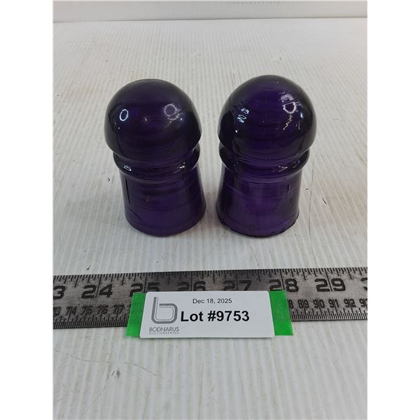 Vintage Pair of Purple Glass Insulators