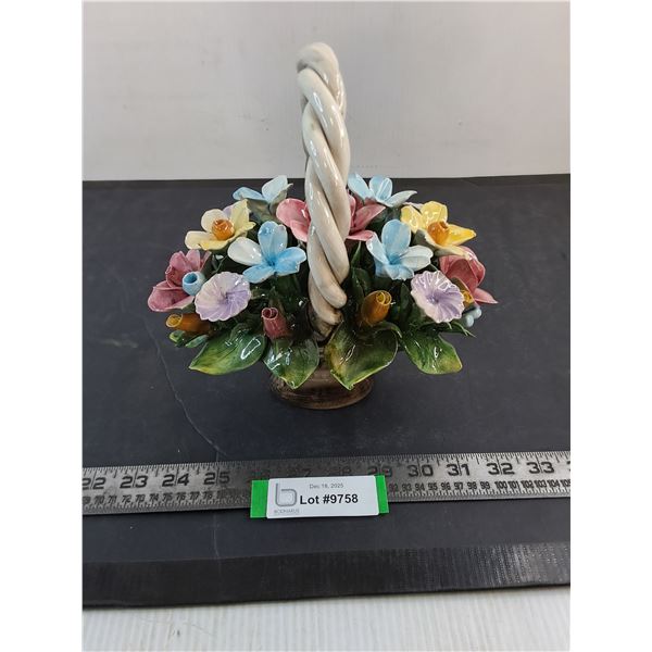 Capodimonte Italian Porcelain Flower Basket - Slight Damage