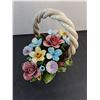 Image 2 : Capodimonte Italian Porcelain Flower Basket - Slight Damage