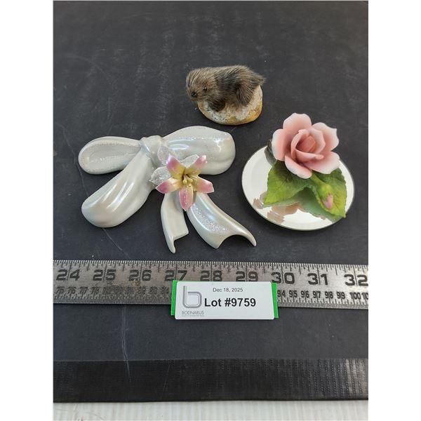 (2) Capodimonte Italian Porcelain Pieces, Furry Seal Pup on Rock