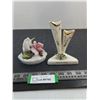 Image 1 : (2) Italian Porcelain (Capodimonte Jewelry Holder, Iridescent Venetian Pen Holder)