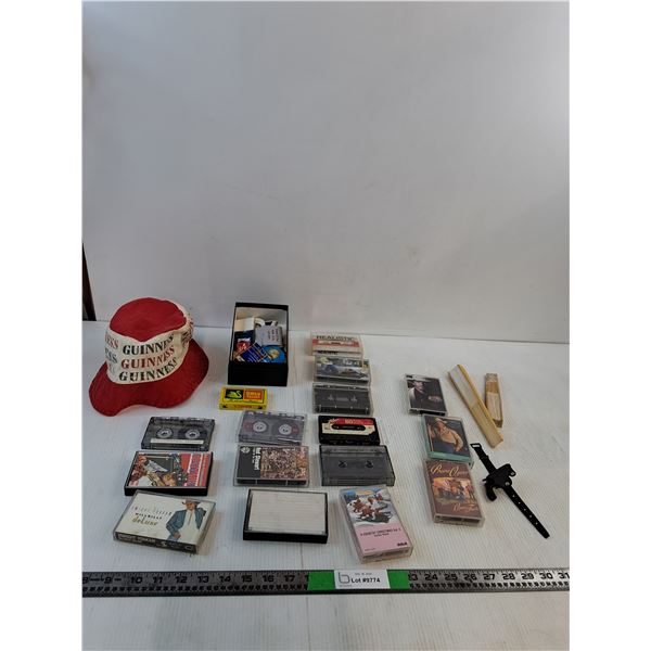 (15) Cassettes, Guinnss Bucket Hat, Penny Matches