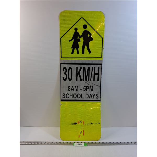 School Zone Road Sign - 12" x 32" - Has Bend in it - PICK UP