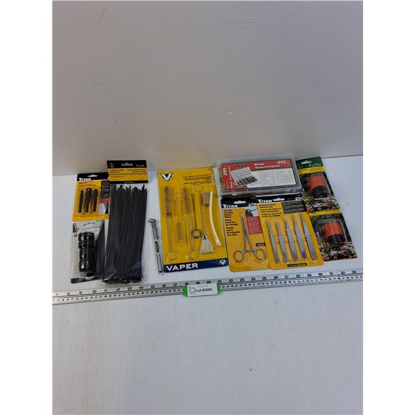 Tool Lot: Wobble Socket Adapters, Couplers, Tweezers, Paint Gun Cleaning Kit, Misc