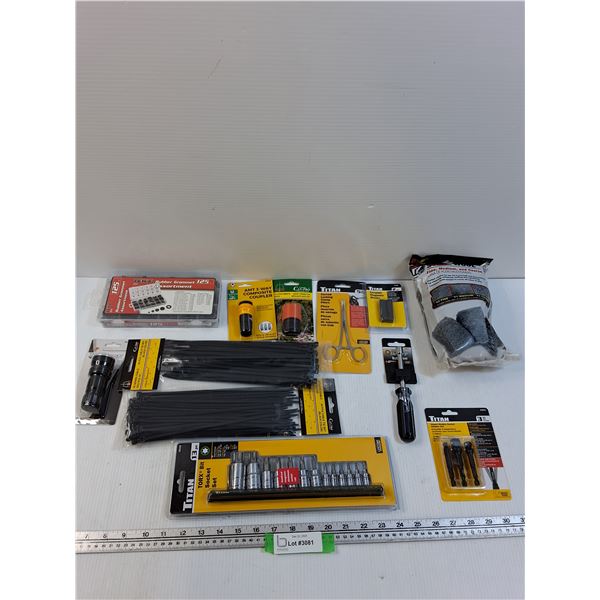 Tool Lot: Rubber Grommet Kit, Torx Socket Set, Steel Wool, Misc