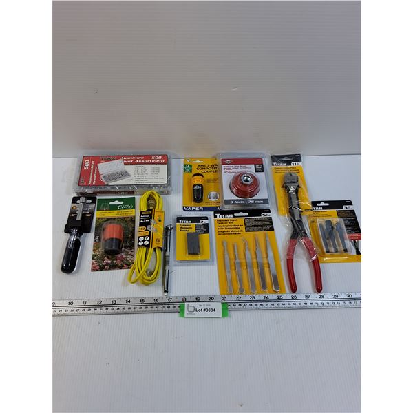 Tool Lot: Rivets, Mire Brush, Wire Cutters, Misc