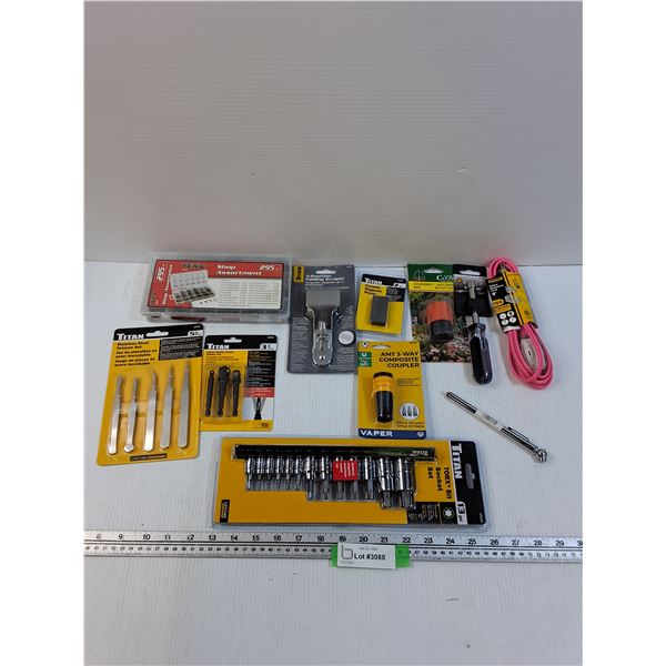 Tool Lot: Torx Socket Set, Tire Air Pressure Gauge, Tweezers, Misc