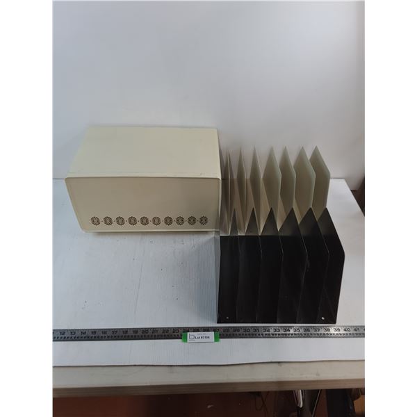 Vintage Metal Bread Box, 2 Metal Office Desk Files
