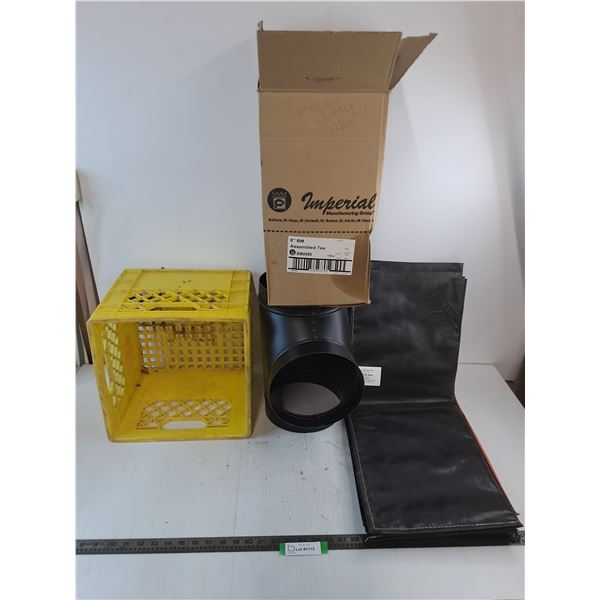 Imperial Furnace Chimney Elbow - Unused, (13) New Empty Sand Traction Bags, Milk Crate -PU