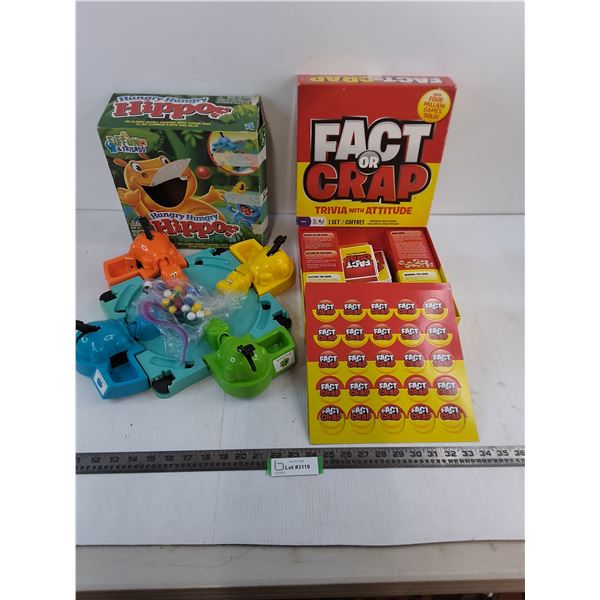 (2) Games - Hungry Hippos & Fact or Crap - Both Appear Complete