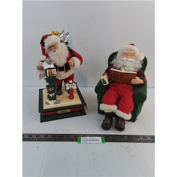 (2) Christmas "Santa" Table Decor - Music Box Not Working - May Need Batteries