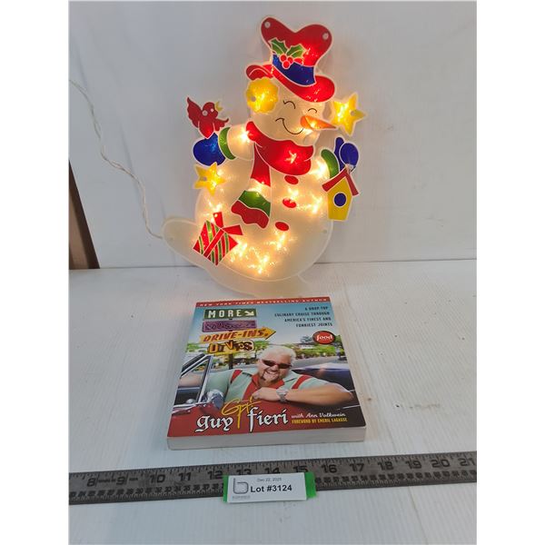 Christmas "Snowman Light" Decor, Guy Fieri Food Tour Book