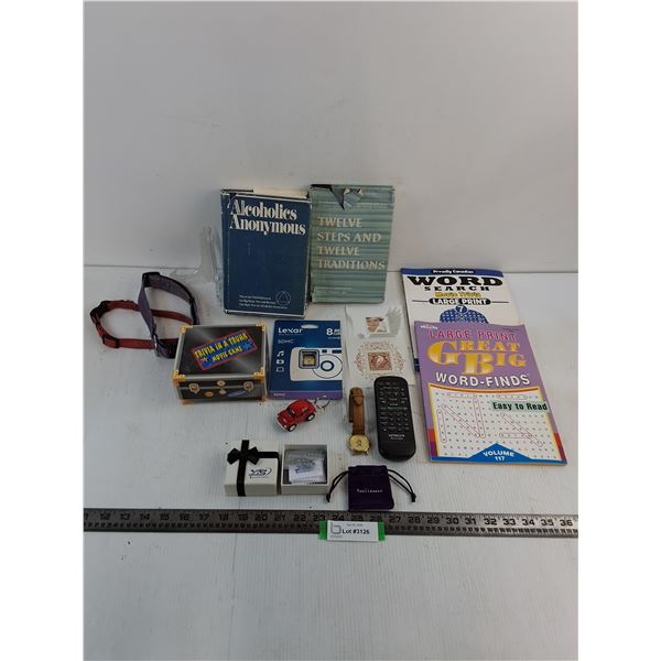 AA Books, Word Search Books, Dog Collars, Trivia Game, 8GB SD Card, Misc.