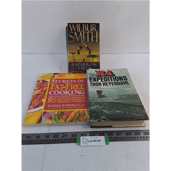 (3) Books (Fat-Free Cooking, Ra Expeditions, A Sparrow Falls)