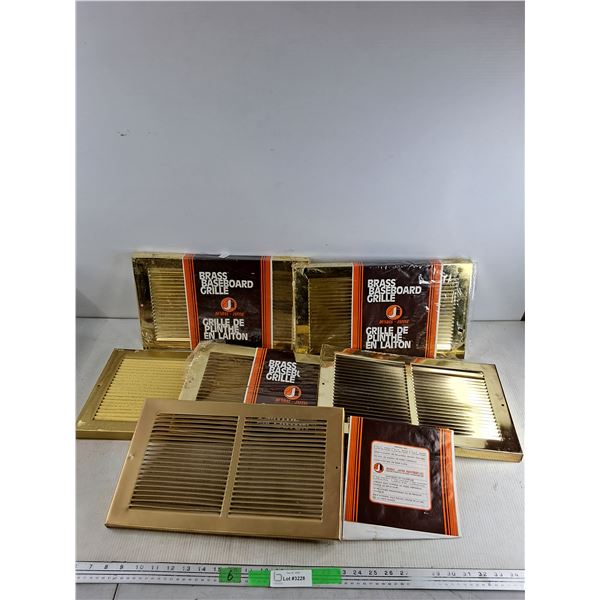 (6) Dundas - Jafine Brass Baseboard Grilles 16" x 9 1/2"