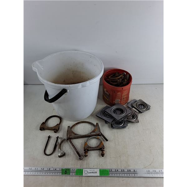 U Bolts, Pipe/Exhaust Clamps, Bearing Plates, White Bucket 11" x 12"