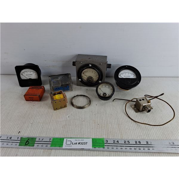 Vintage Panel Meters, Milliamp Gauges, Transformers, Coil & Gear Motor - As Is