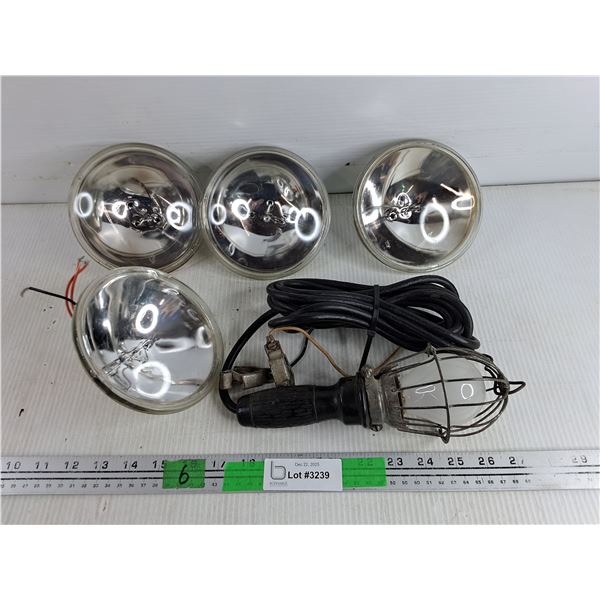 (4)  Sealed Beam Lamps, 12V Troublelight - As Is