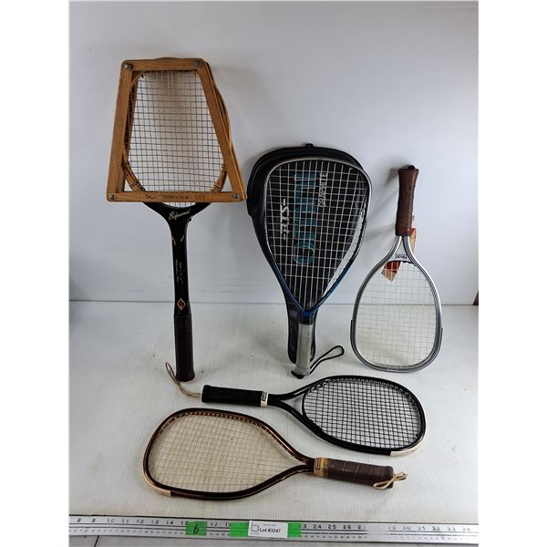 (5) Tennis and Racquetball Rackets - Ektelon, Magnum 2, TAD - 19" - 27"