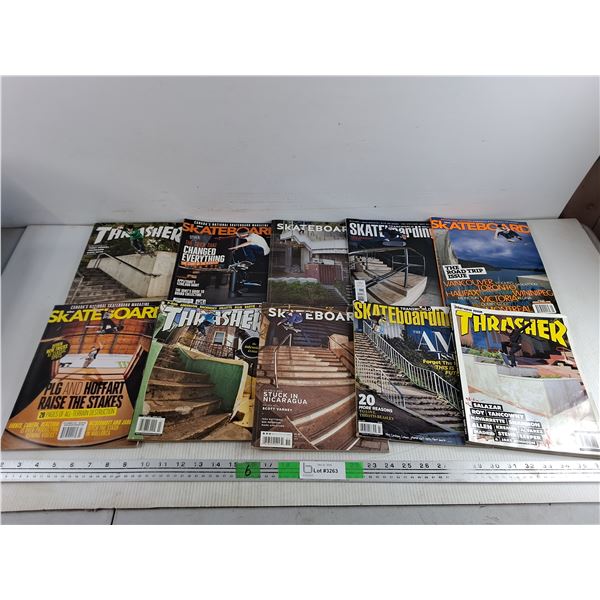 (10) Magazines - Thrasher, Skateboard & Skateboarding