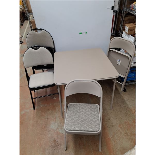 *Folding Table 33" x 33" x 27", (4) Folding Chairs 29" x 16" x 18", 35" x 15" x 18", Cannot Ship