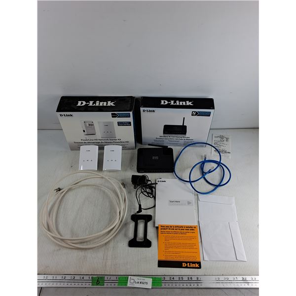 D Link PowerLine HD Network Starter Kit, Wireless N150 Home Router - Powers On, As Is
