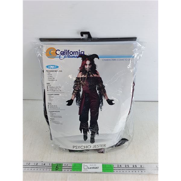 California Costume Psycho Jester Halloween Costume, New - Size M ( 8 - 10)